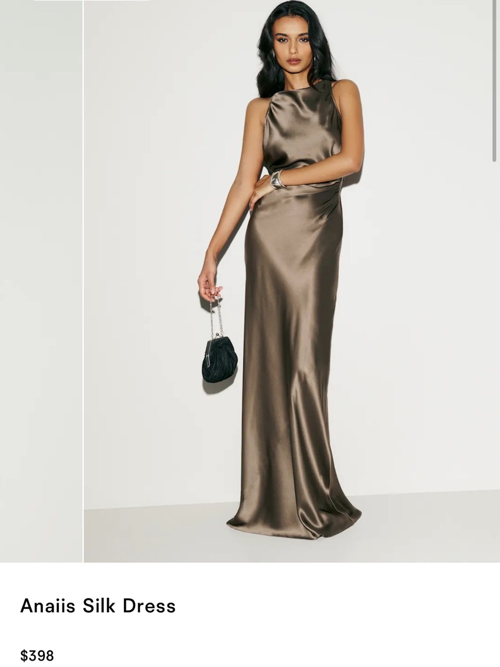 Reformation Anaïs Silk Maxi Dress in Core -Morel
